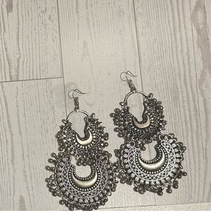 Bohemian Silver Statement Earrings